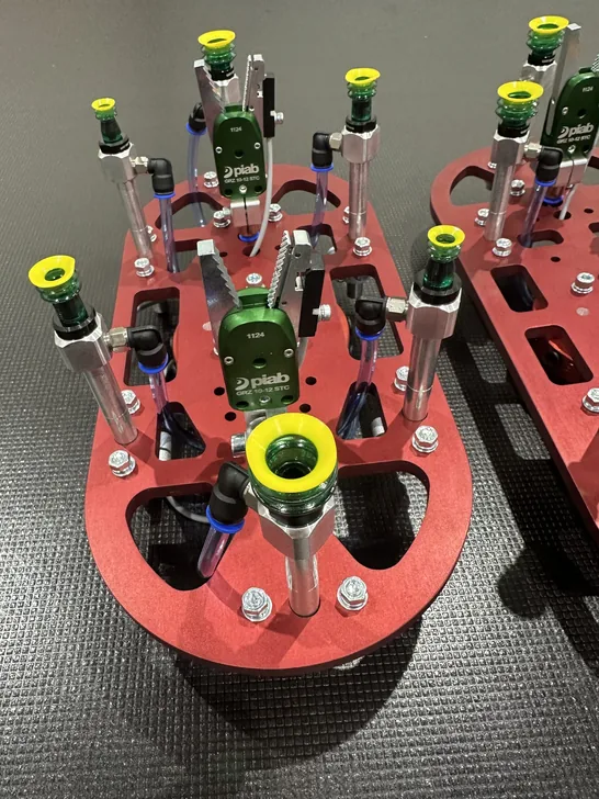 Fox Precision Tooling multi-cup gripper tooling, close-up detail