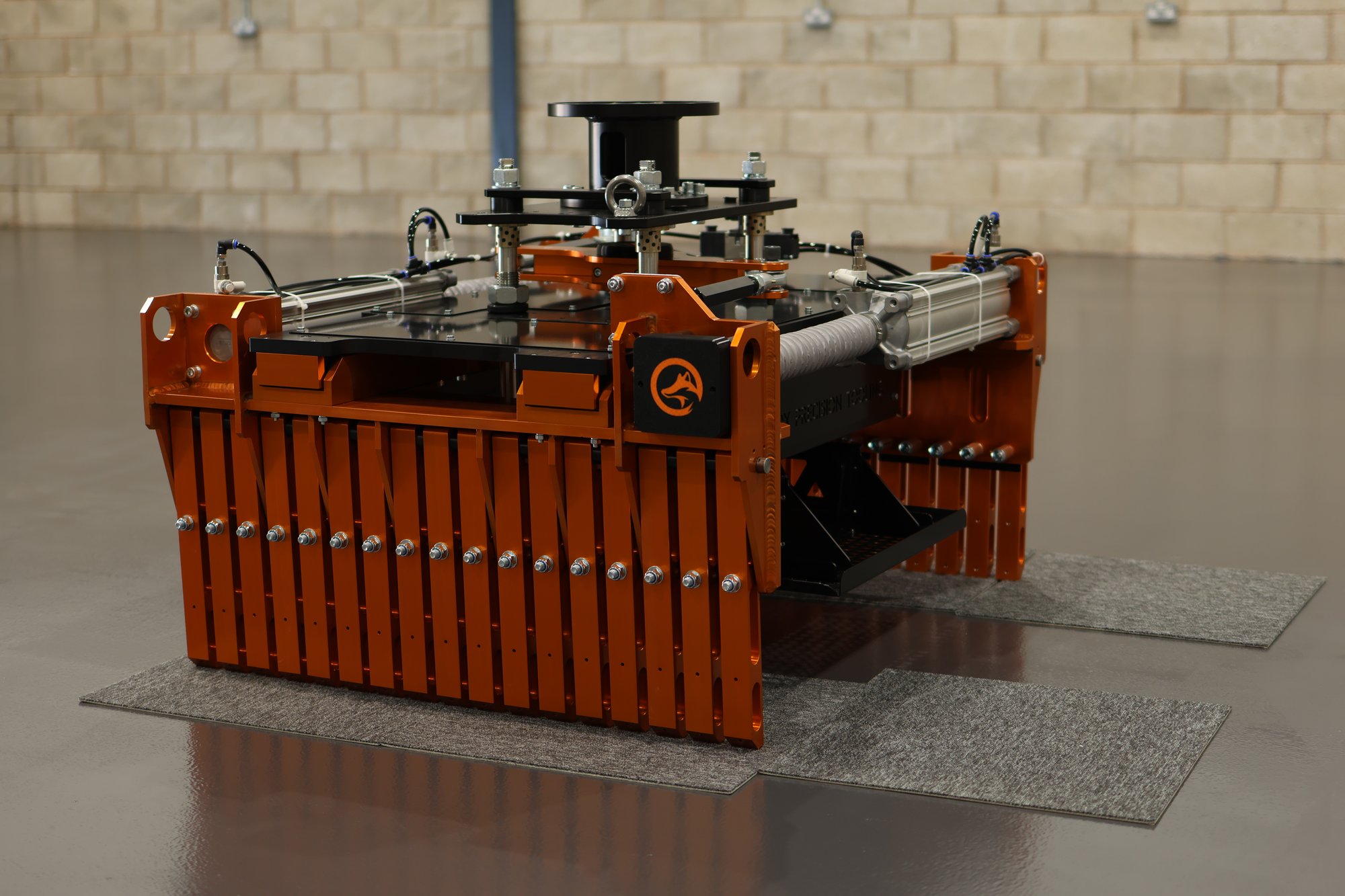 Fox Precision Tooling multi-finger brick gripper on the workshop floor