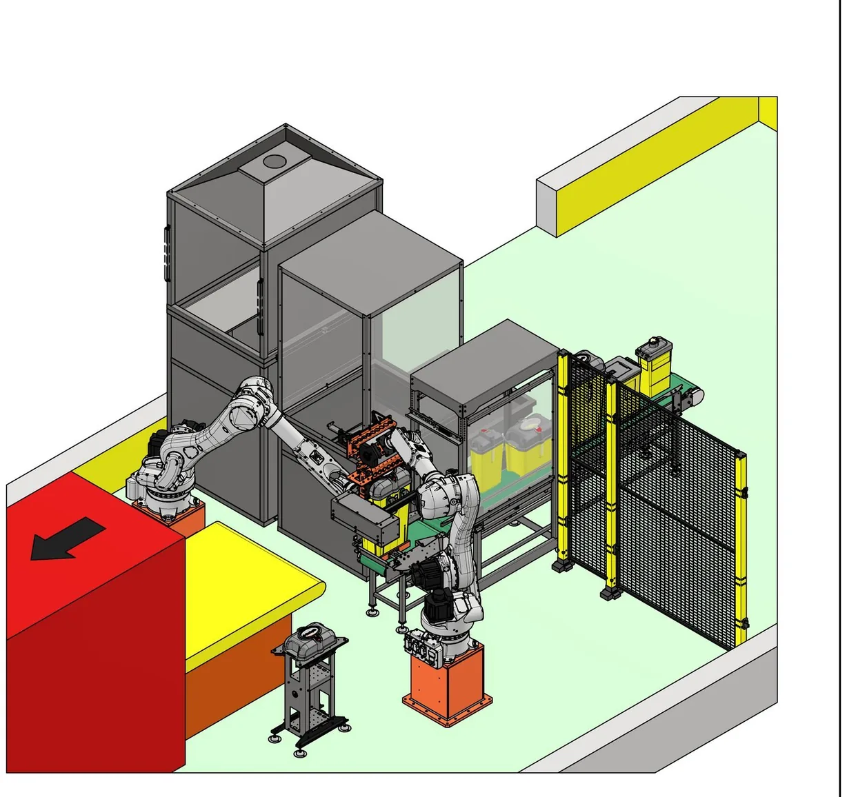Fox Precision Tooling Adaptive Container Cell - isometric view of the full container reprocessing cell