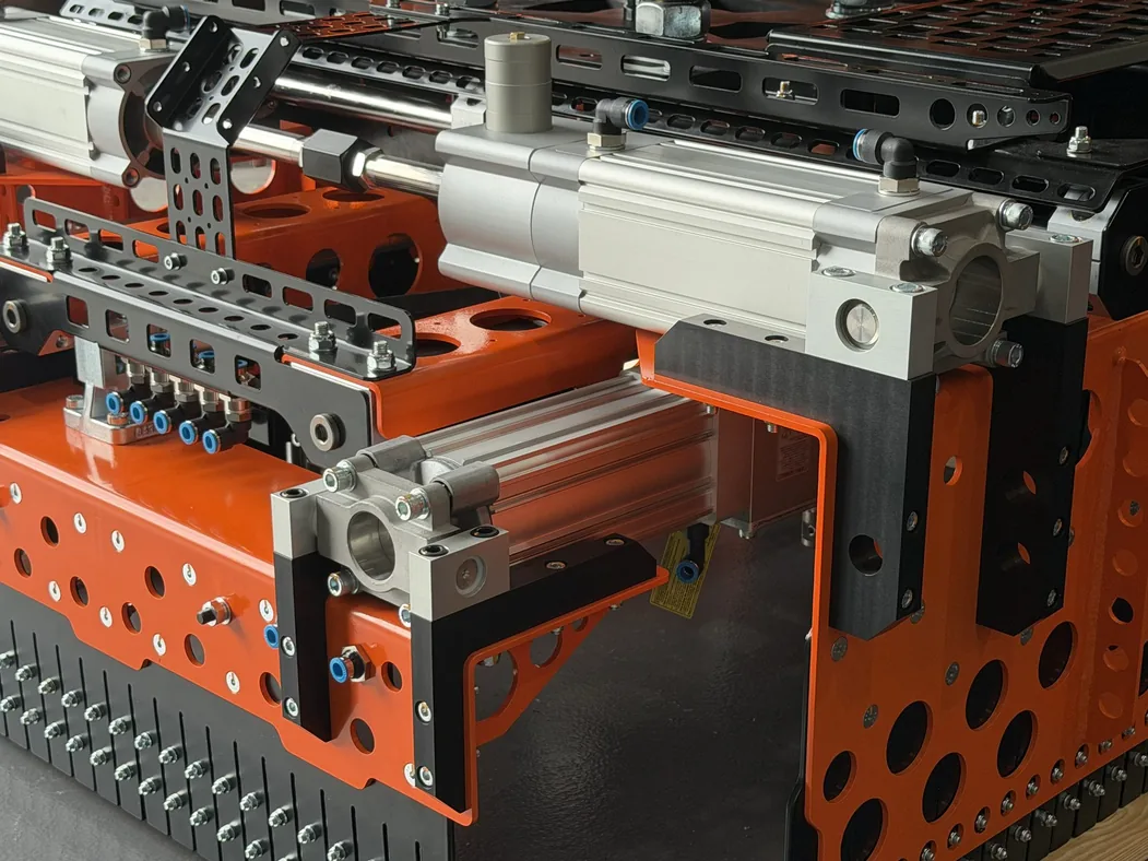 Fox Precision Tooling Dual Parallel Gripper - pneumatic cylinder and mounting bracket detail