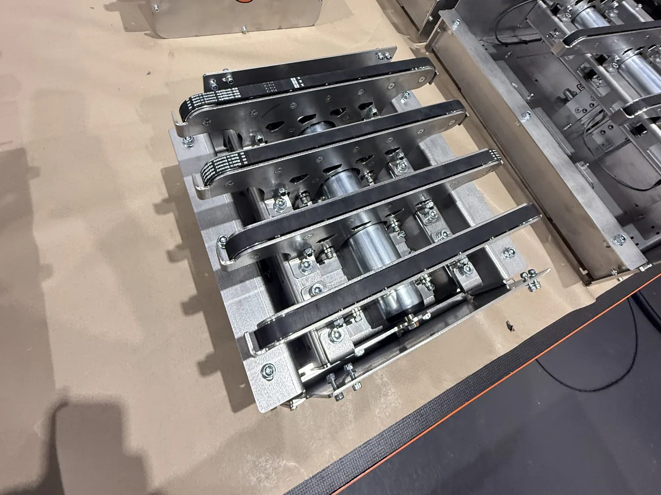 Close-up of precision roller conveyor tubing built by Fox Precision Tooling