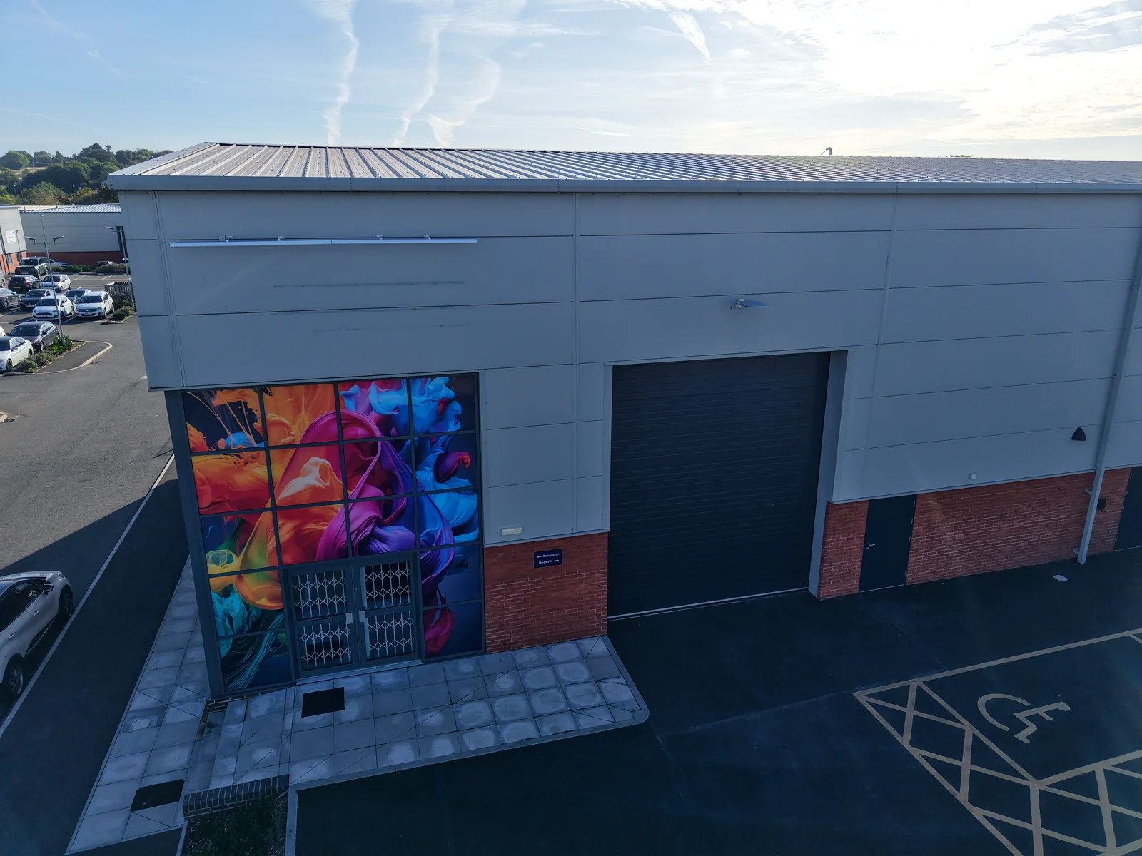 Aerial drone view of Fox Precision Tooling's new Derby facility unit